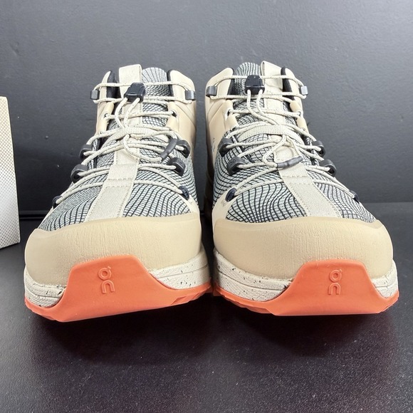 On Running Cloudtrax Men's Size 8.5 Sensa Sand Flame Hiking Mid Boot Shoes Tan - Picture 5 of 15